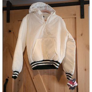 Vintage HOLLOWAY Hooded Pullover Nylon Windbreaker Jacket Lined White M